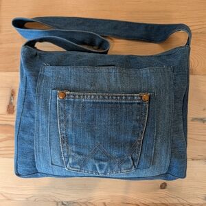 Wrangler Vintage Denim Shoulder Bag with Pocket Detail